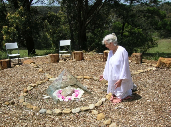 Valerie at the circle with the Alcheringa Crystal