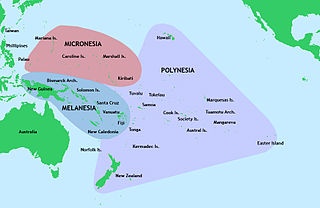Map showing Melanesia, Polynesia