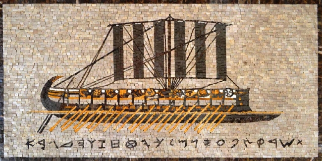 Marble Mosaic of Phonecian sailing vessel